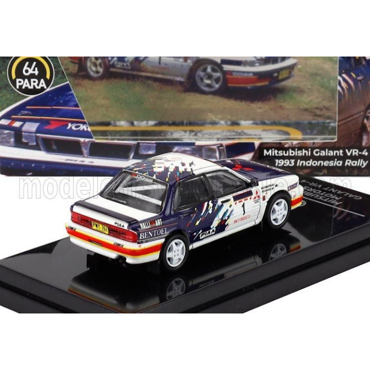 PARAGON MODELS MITSUBISHI GALANT VR-4 N 1 RALLY INDONESIA RHD 1993 ROSS DUNKERTON - FRED GOCENTAS - WHITE BLUE 1/64