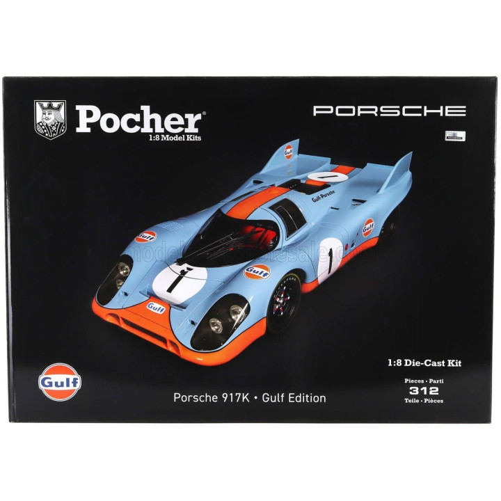 POCHER PORSCHE 917K N 1 RACING GULF EDITION 1971 - LIGHT BLUE ORANGE 1/8