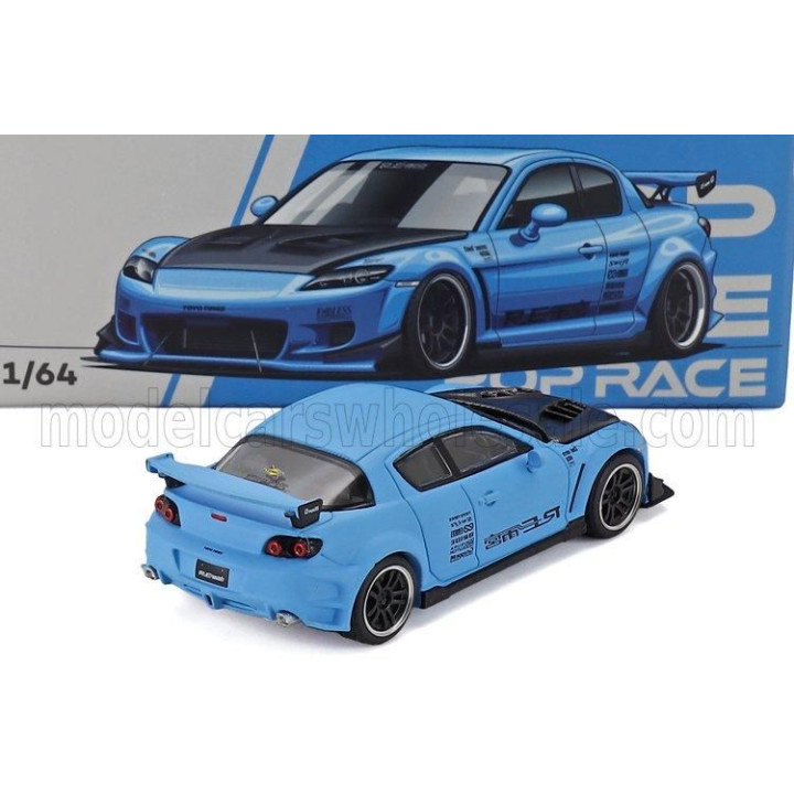 POP RACE LIMITED MAZDA RX-7 RE-AMEMIYA 2006 - LIGHT BLUE BLACK 1/64