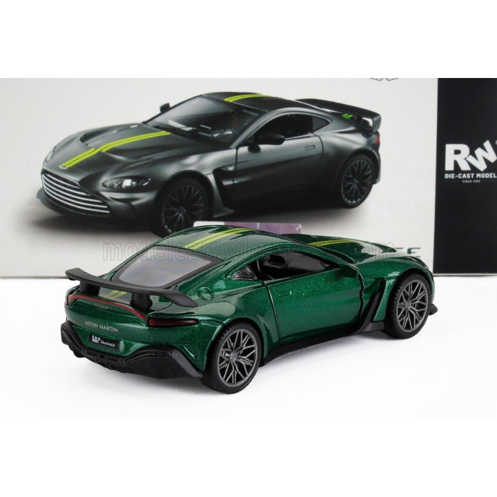 RE EL TOYS ASTON MARTIN V12 VANTAGE 2023 - GREEN MET YELLOW 1/43