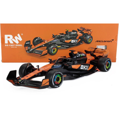 RE EL TOYS McLAREN F1  MCL38 TEAM MCLAREN N 4 WINNER MIAMI GP 2024 FIRST F1 VICTORY LANDO NORRIS - ORANGE BLACK 1/18