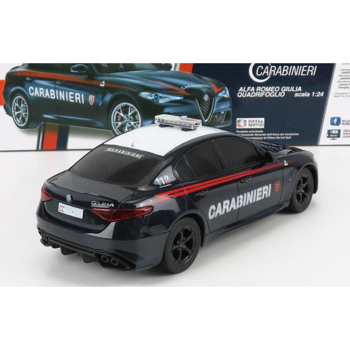 RE EL TOYS ALFA ROMEO GIULIA QUADRIFOGLIO CARABINIERI POLICE 2015 - BLUE 1/24