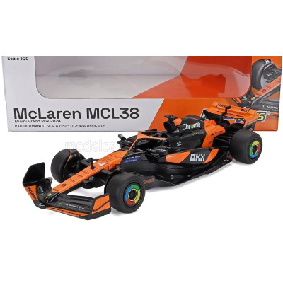 RE EL TOYS McLAREN F1  MCL38 TEAM MCLAREN N 4 WINNER MIAMI GP 2024 FIRST F1 VICTORY LANDO NORRIS - ORANGE BLACK 1/20