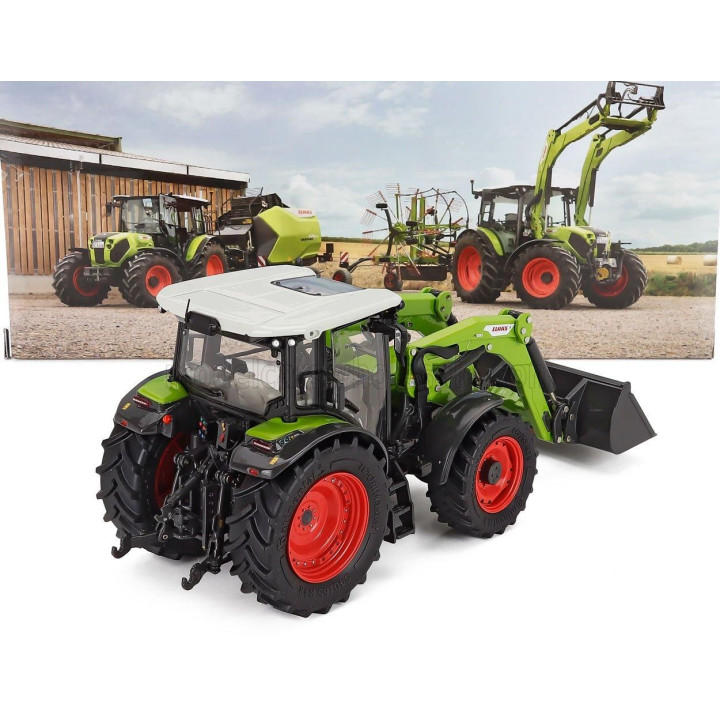 ROS MODEL CLAAS AXOS 3.95 FL100 TRACTOR WITH FRONT LOADER 2020 - LIGHT GREEN BLACK 1/32