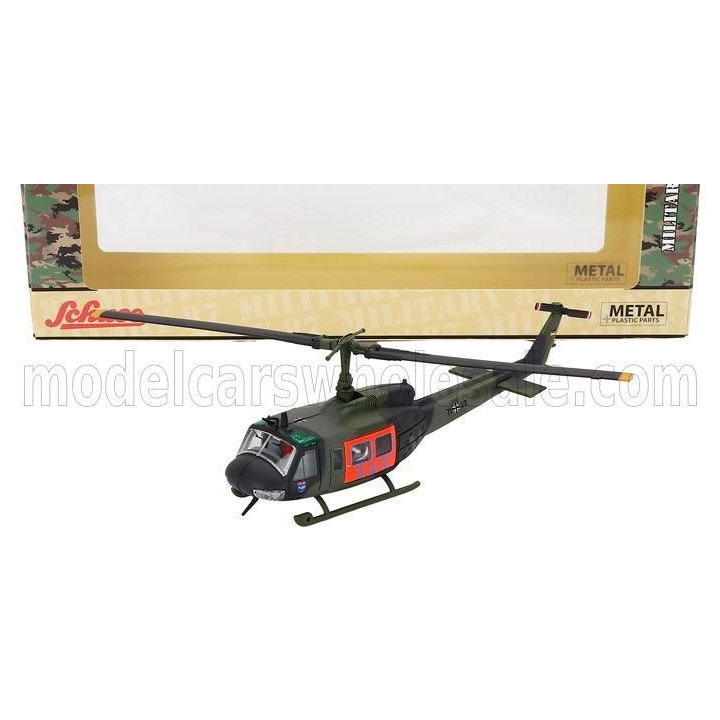 SCHUCO BELL UH1D HELICOPTER SAR SEARCH AND RESCUE MILITARY 1984 - MILITARY GREEN 1/87