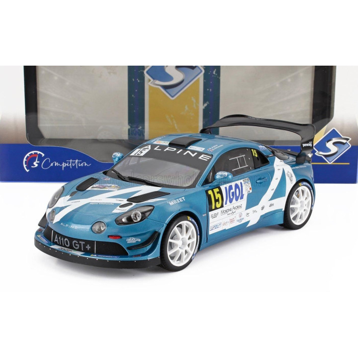 SOLIDO RENAULT ALPIUNE A110 RGT N 15 RALLY MONT BLANC 2024 RAPHAEL ASTIER - DENIS GIRAUDET - BLUE WHITE 1/18