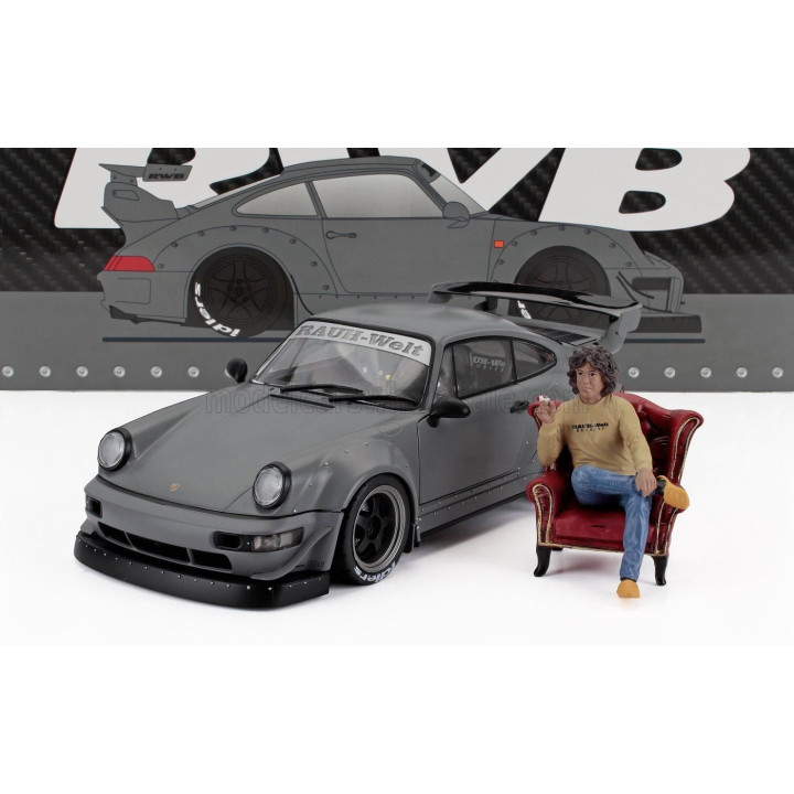 SOLIDO PORSCHE 911 964 RWB BODYKIT COUPE WITH AMERICAN DIORAMA FIGURE 2016 - NARDO GREY 1/18