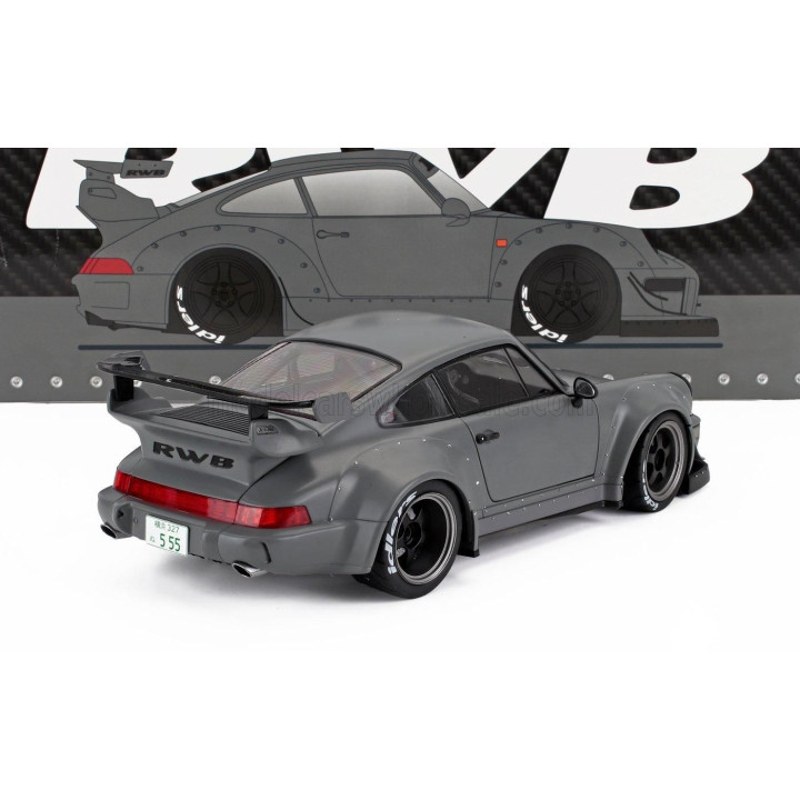 SOLIDO PORSCHE 911 964 RWB BODYKIT COUPE WITH AMERICAN DIORAMA FIGURE 2016 - NARDO GREY 1/18