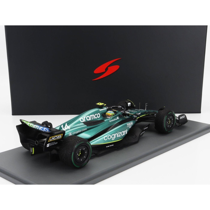 SPARK MODEL ASTON MARTIN F1  AMR23 TEAM ARAMCO COGNIZANT N 14 2nd MONACO GP 2023 FERNANDO ALONSO - GREEN 1/18