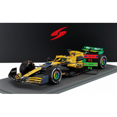 SPARK MODEL McLAREN F1  MCL38 TEAM MCLAREN N 81 2nd MONACO GP 2024 OSCAR PIASTRI - YELLOW GREEN BLACK 1/18