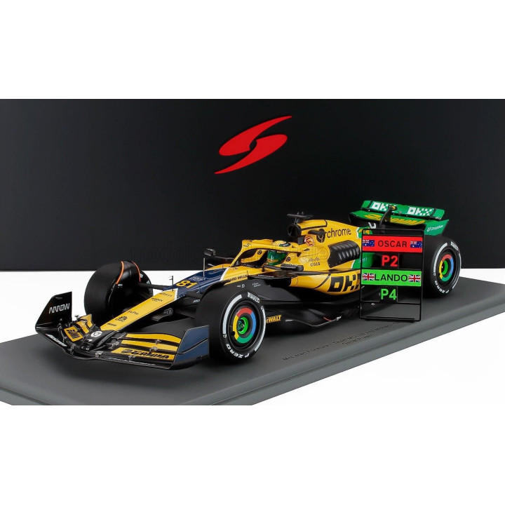 SPARK MODEL McLAREN F1  MCL38 TEAM MCLAREN N 81 2nd MONACO GP 2024 OSCAR PIASTRI - YELLOW GREEN BLACK 1/18