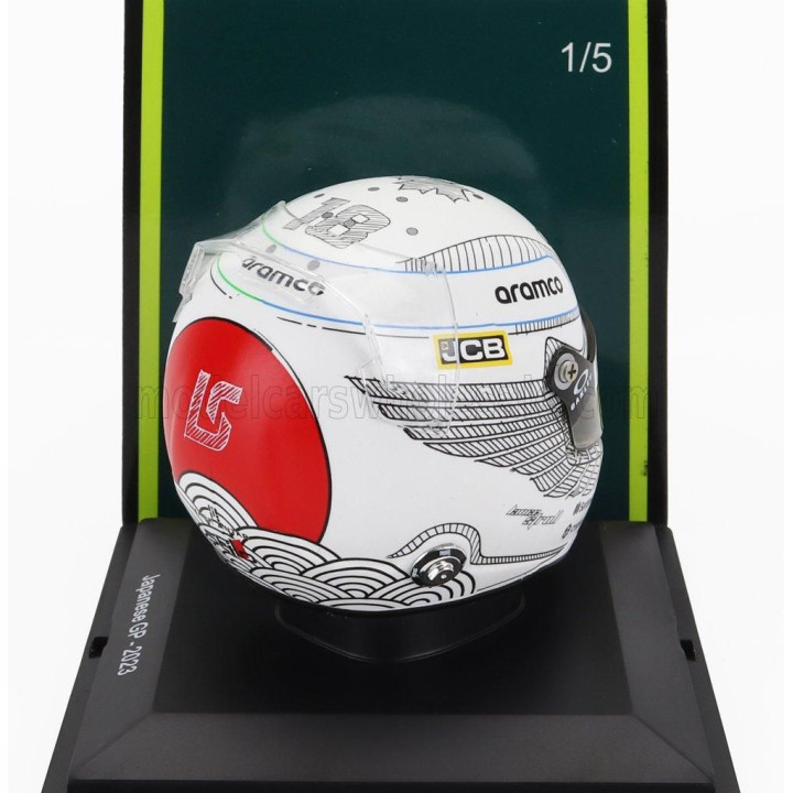 SPARK MODEL STILO HELMET F1  CASCO HELMET ASTON MARTIN AMR23 TEAM ARAMCO COGNIZANT N 18 JAPAN GP 2023 LANCE STROLL - WHITE 1/5