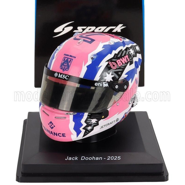 SPARK MODEL BELL HELMET CASCO HELMET F1 JACK DOOHAN TEAM BWT ALPINE N 7 SEASON 2025 - WHITE BLUE PINK 1/5