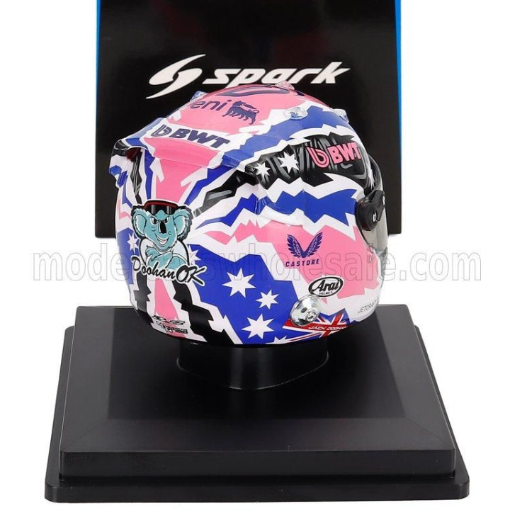SPARK MODEL BELL HELMET CASCO HELMET F1 JACK DOOHAN TEAM BWT ALPINE N 7 SEASON 2025 - WHITE BLUE PINK 1/5