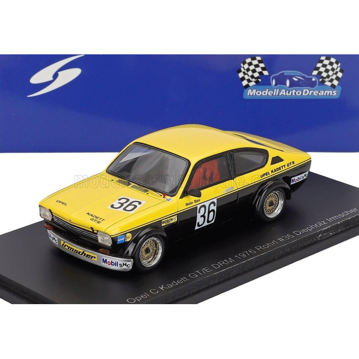 SPARK MODEL OPEL KADETT C COUPE GT/E N 36 DRM 1976 WALTER ROHRL - YELLOW BLACK 1/43