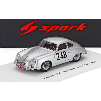 SPARK MODEL PORSCHE 356 1500 COUPE N 248 RALLY MONTECARLO 1955 MAX NATHAN - HEINZ SCHELLHAAS - SILVER 1/43