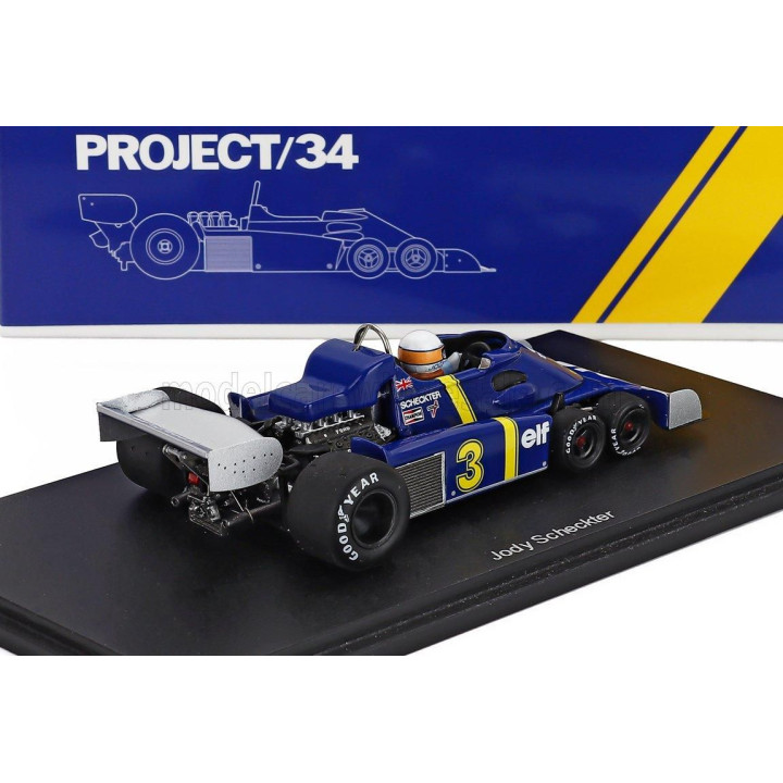 SPARK MODEL TYRRELL F1  P34 ELF 6-WHEELS N 3 BELGIUM GP 1976 JODY SCHECKTER - BLUE YELLOW 1/43