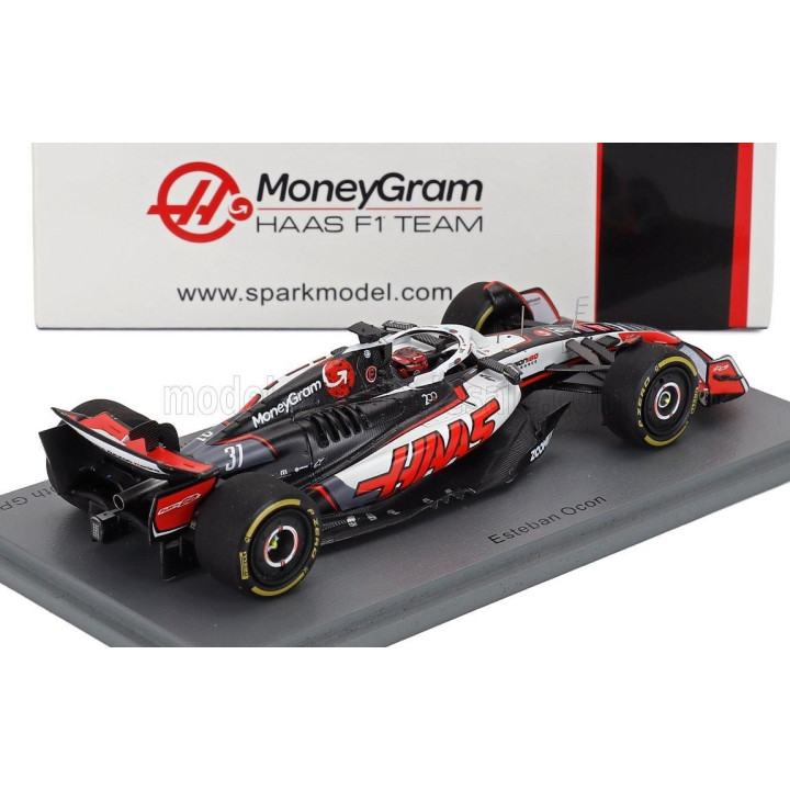 SPARK MODEL HAAS F1  VF-25 TEAM MONEYGRAM HAAS N 31 CANADA GP 2025 ESTEBAN OCON - WHITE BLACK RED 1/43