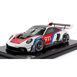 SPARK MODEL PORSCHE 911 992 GT3 R N 911 RACING COUPE 2023 - CON VETRINA - WITH SHOWCASE - WHITE BLUE RED 1/12