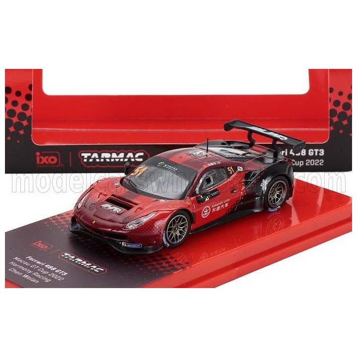 TARMAC FERRARI 488 GT3 TEAM HARMONY RACING N 51 FIA GT WORLD CUP MACAU 2022 WEIAN CHEN - RED BLACK 1/64