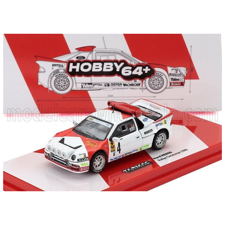 TARMAC FORD ENGLAND RS200 N 4 RALLY CATALUNYA 1986 ANTONIO ZANINI - JOSEP AUTET - WHITE RED 1/64
