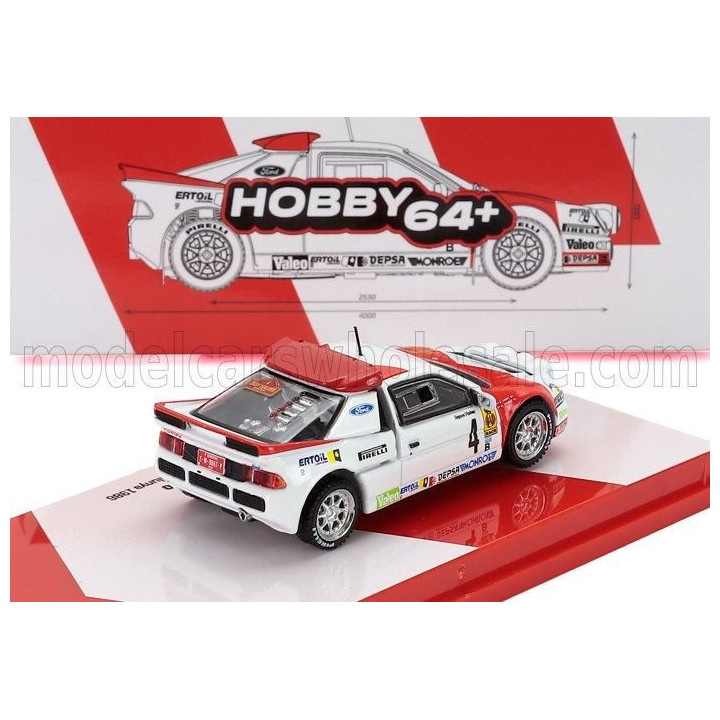 TARMAC FORD ENGLAND RS200 N 4 RALLY CATALUNYA 1986 ANTONIO ZANINI - JOSEP AUTET - WHITE RED 1/64