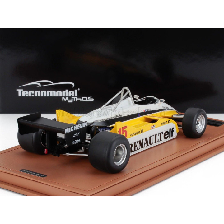 TECNOMODEL RENAULT F1  RE30B V6 TURBO TEAM RENAULT ELF N 15 WINNER SOUTH AFRICAN GP 1982 ALAIN PROST - WHITE YELLOW BLACK 1/18