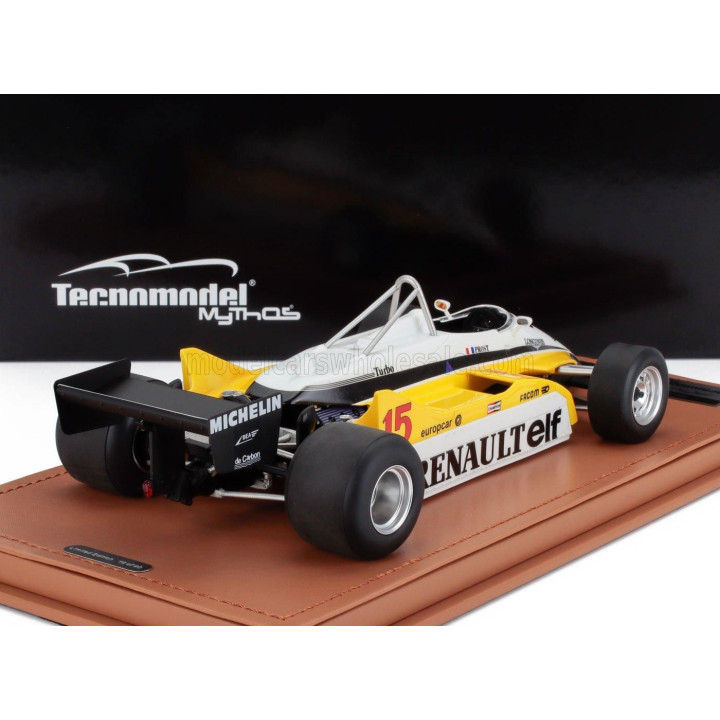 TECNOMODEL RENAULT F1  RE30B V6 TURBO TEAM RENAULT ELF N 15 WINNER BRAZILIAN GP 1982 ALAIN PROST - WHITE YELLOW BLACK 1/18