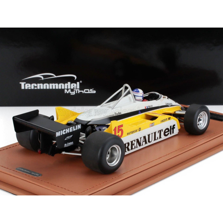 TECNOMODEL RENAULT F1  RE30B V6 TURBO TEAM RENAULT ELF N 15 WINNER BRAZILIAN GP (with pilot figure) 1982 ALAIN PROST - WHITE YEL