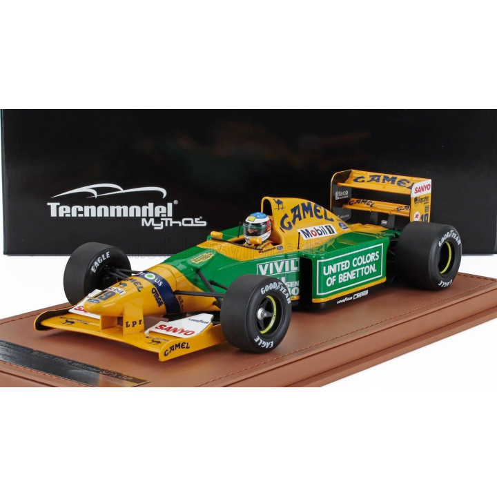 TECNOMODEL BENETTON F1  B192 FORD N 19 WINNER BELGIUM SPA GP (with pilot figure) 1992 MICHAEL SCHUMACHER - YELLOW GREEN 1/18