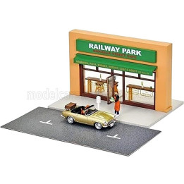 TOMICA ACCESSORIES DIORAMA CAFE TERRACE WITH FIGURES AND HONDA S800 CAR - VARIOUS 1/64