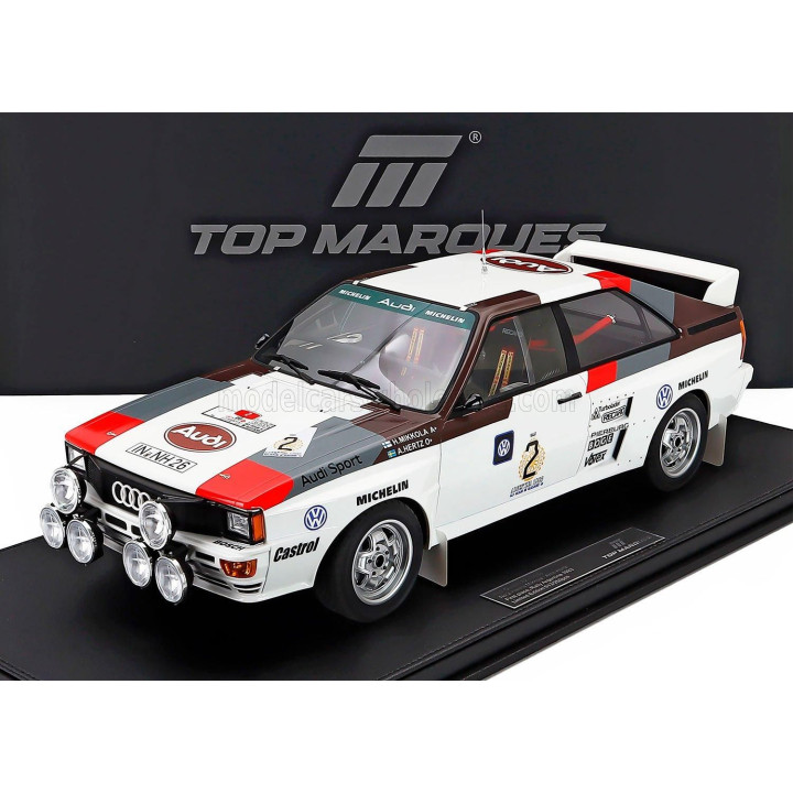TOPMARQUES AUDI QUATTRO A2 (night version) N 2 WINNER RALLY ARGENTINA 1983 HANNU MIKKOLA - ARNE HERTZ - WHITE RED BROWN 1/12
