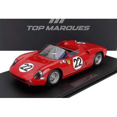 TOPMARQUES FERRARI 250P SPIDER 3.0L V12 TEAM FERRARI SPA SEFAC N 22 3rd 24h LE MANS 1963 MIKE PARKES - UMBERTO MAGLIOLI - RED 1/