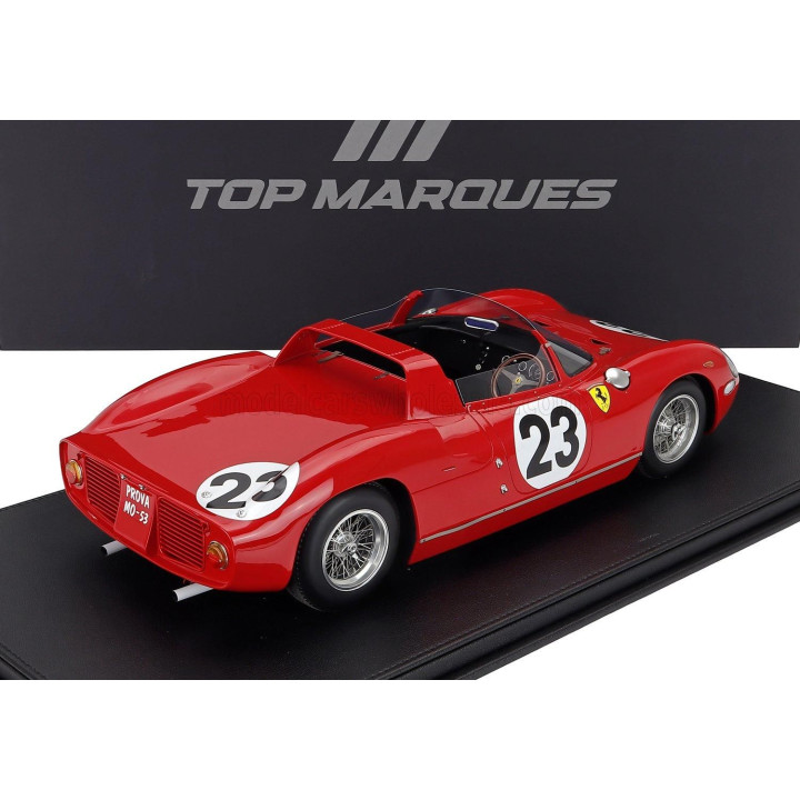 TOPMARQUES FERRARI 250P SPIDER 3.0L V12 TEAM FERRARI SPA SEFAC N 23 24h LE MANS 1963 JOHN SURTEES - WILLY MAIRESSE - RED 1/12
