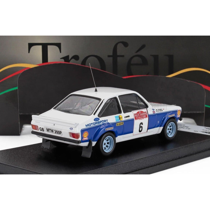 TROFEU FORD ENGLAND ESCORT MKII (night version) N 6 RALLY SANREMO 1977 ARI VATANEN - PETER BRYANT - WHITE BLUE 1/43