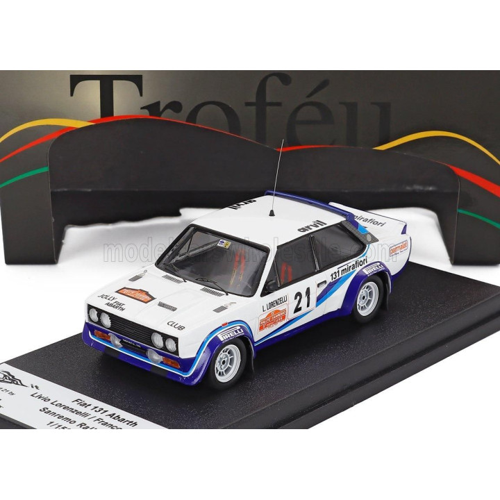 TROFEU FIAT 131 ABARTH N 21 RALLY SANREMO 1977 LIVIO LORENZELLI - FRANCO COLLORAFI - WHITE 1/43