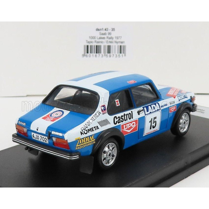 TROFEU SAAB 99 TEAM KONELA RACING N 15 RALLY 1000 LAKES 1977 T.RAINIO - E.NYMAN - BLUE WHITE 1/43