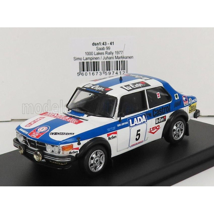 TROFEU SAAB 99 N 5 RALLY 1000 LAKES 1977 S.LAMPINEN - J.MARKKANEN - WHITE BLUE 1/43