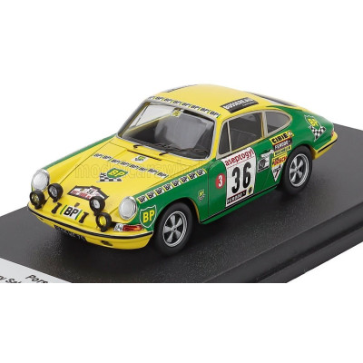 TROFEU PORSCHE 911 S (night version) N 36 RALLY TOUR DE CORSE 1972 THIERRY SABINE - JEAN-PIERRE PEYROUX - YELLOW GREEN 1/43