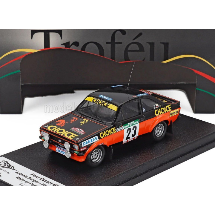 TROFEU FORD ENGLAND ESCORT MKII N 23 RALLY OF PORTUGAL 1979 ANTONIO BORGES - PINA DE MARAIS - BLACK ORANGE 1/43