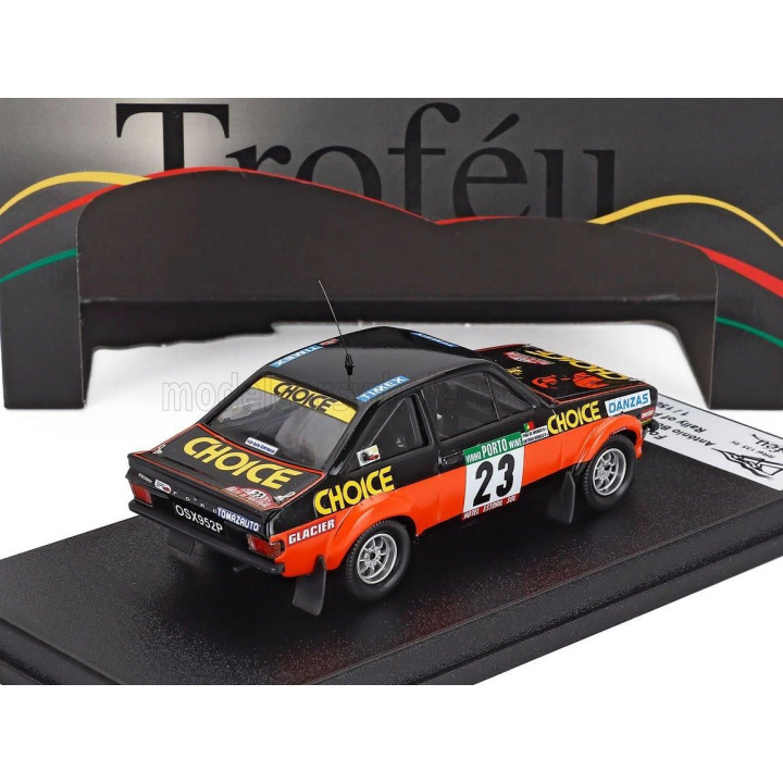 TROFEU FORD ENGLAND ESCORT MKII N 23 RALLY OF PORTUGAL 1979 ANTONIO BORGES - PINA DE MARAIS - BLACK ORANGE 1/43