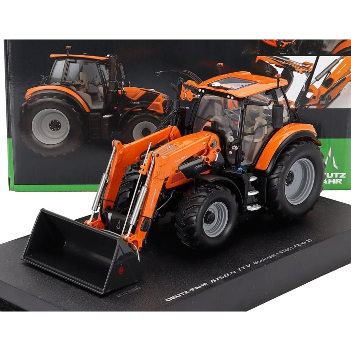 UNIVERSAL HOBBIES DEUTZ-FAHR 6150.4 TTV TRACTOR WITH FZ 47-23 FRONT LOADER 2018 - ORANGE BLACK 1/32