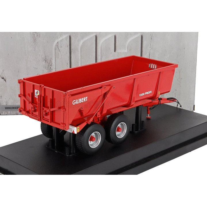UNIVERSAL HOBBIES GILIBERT PROFI 1500 RIMORCHIO 2-ASSI - TRAILER FOR TRACTOR 2010 - RED 1/32