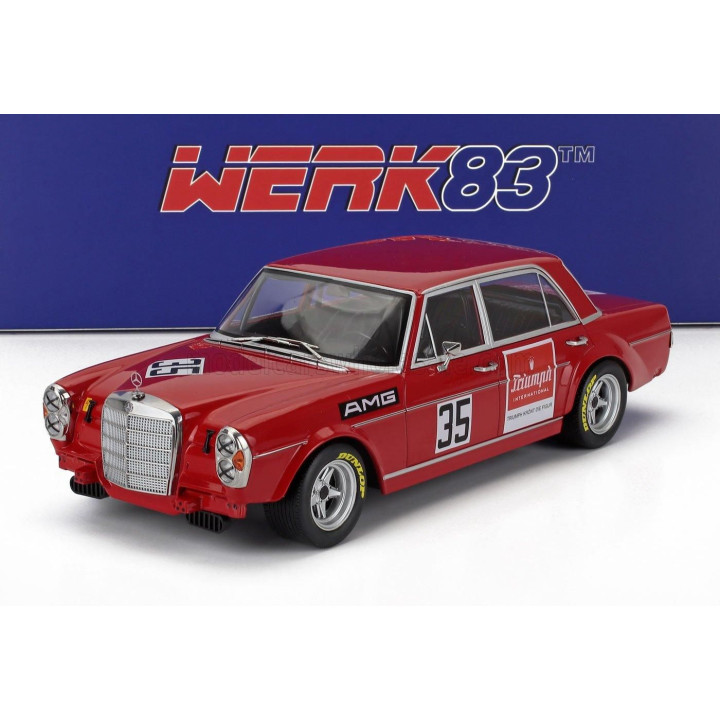 WERK83 MERCEDES BENZ 300 SEL 6.8 AMG N 35 SUDWESTPOKAL HOCKENHEIM 1971 HELMUT KELLENERS - RED 1/18