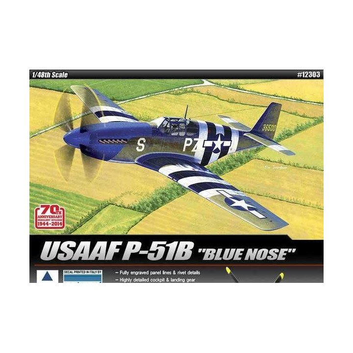Model Kit letadlo 12303 - USAF P-51 B "70th NORMANDY INVASION (1:48)