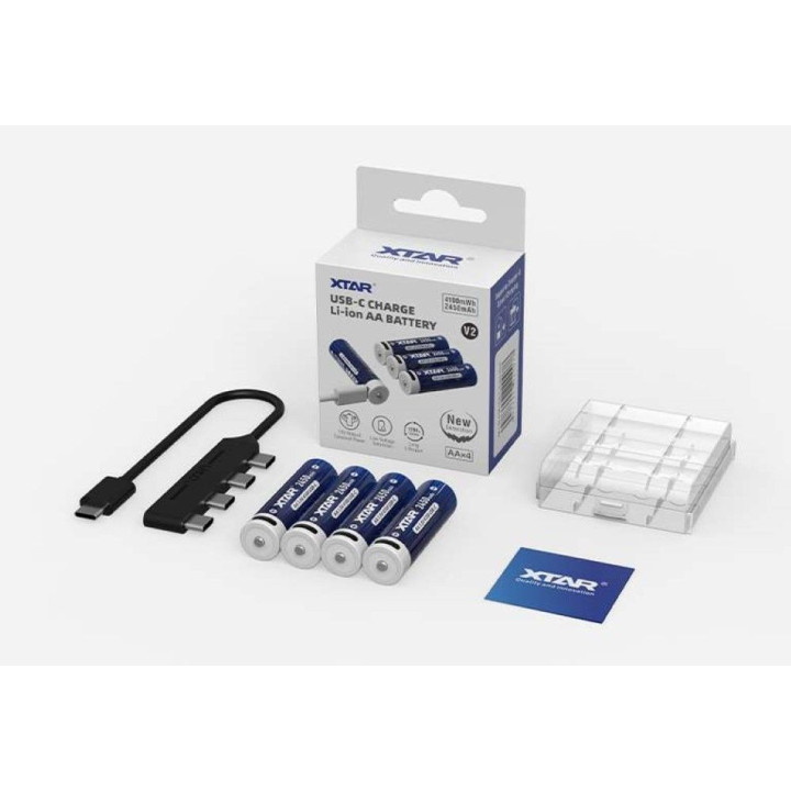 Lítiová batéria XTAR AA 1,5V 4100mWh s USB-C 4ks s káblom | RCsvet