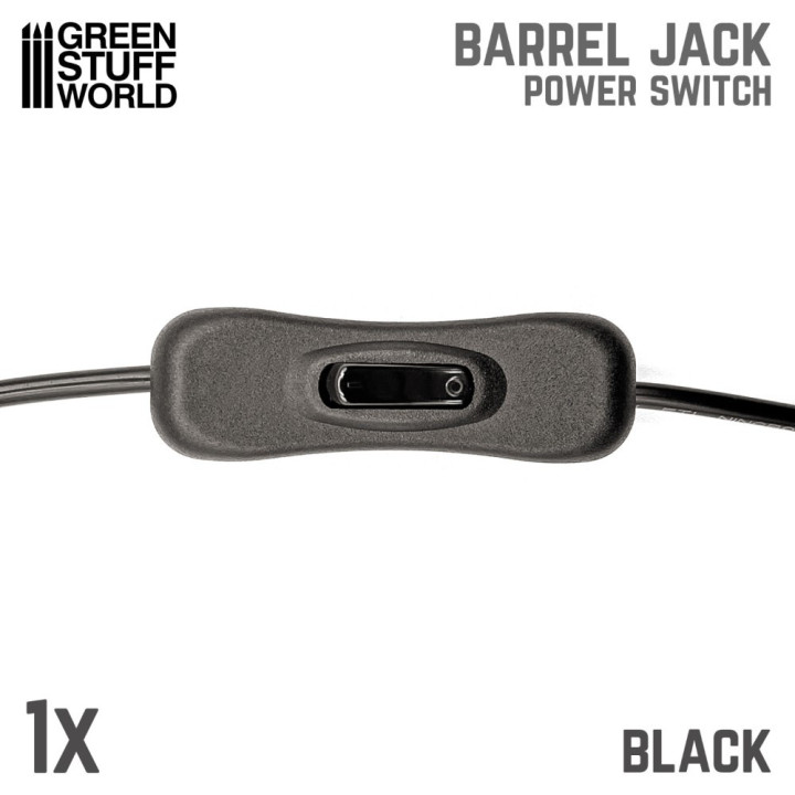 Barrel Jack Power Switch - Black / Napájací spínač so zásuvkou - čierny