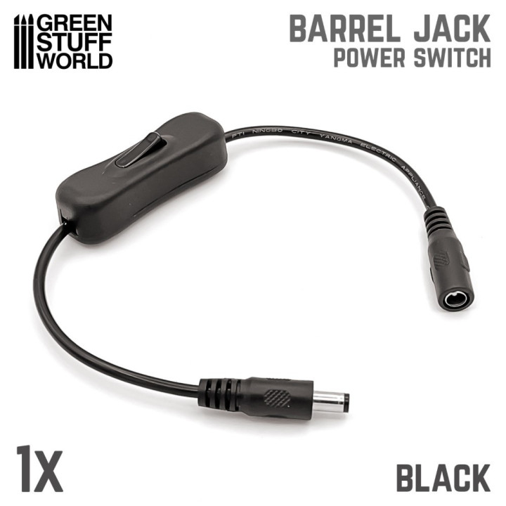 Barrel Jack Power Switch - Black / Napájací spínač so zásuvkou - čierny