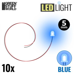LEDs BLUE light - 5mm / LED diódy MODRÁ - 5 mm 10ks