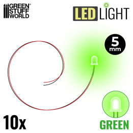 LEDs GREEN light - 5mm / LED diódy ZELENÁ - 5 mm 10ks
